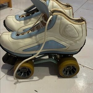 Stylish White and Blue Roller Skates